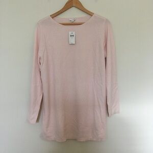NWT J.Jill Waffle Knit Boat Neck Andrea Sweater Tunic Top Sz L Pale Pink Soft